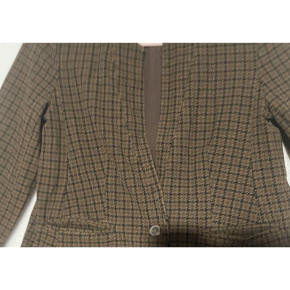 Old Navy Blazer Womens Small S Brown Houndstooth Corpcore Academia Preppy Office - Picture 2 of 16